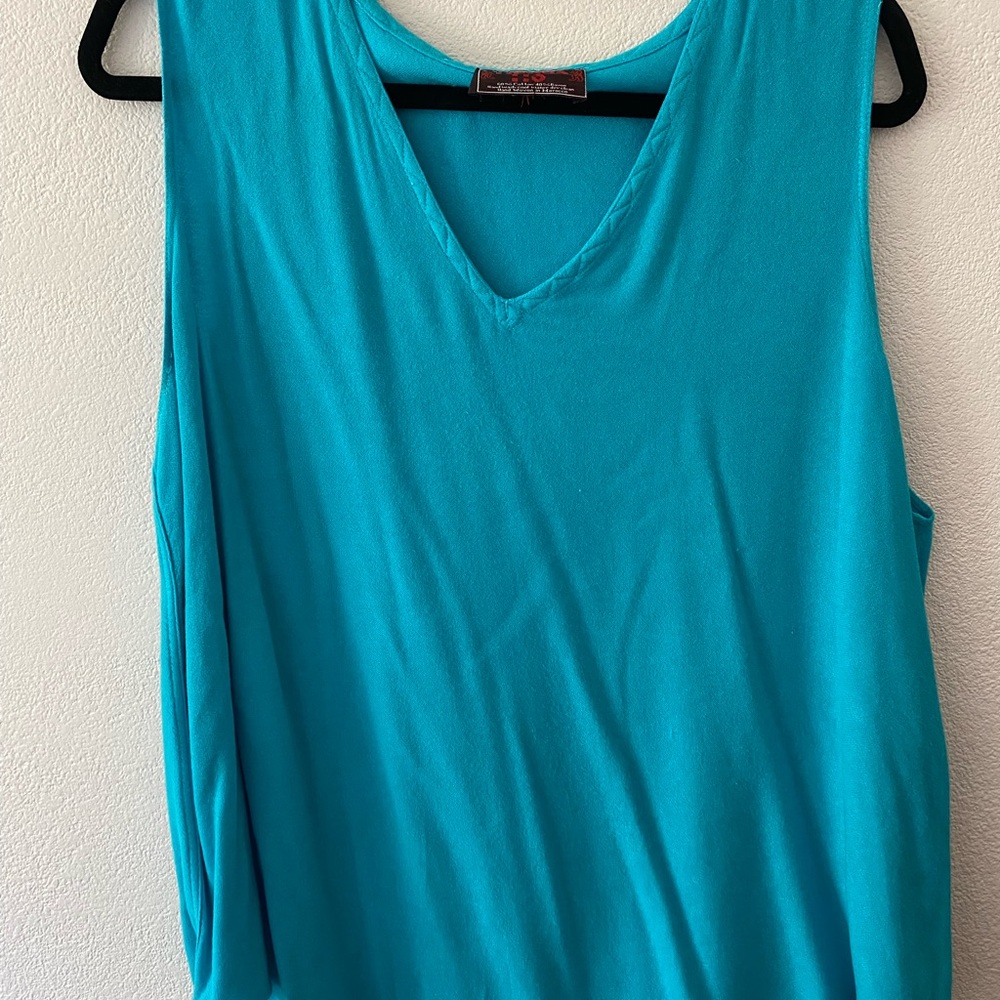 Asymmetrical blue women tank
